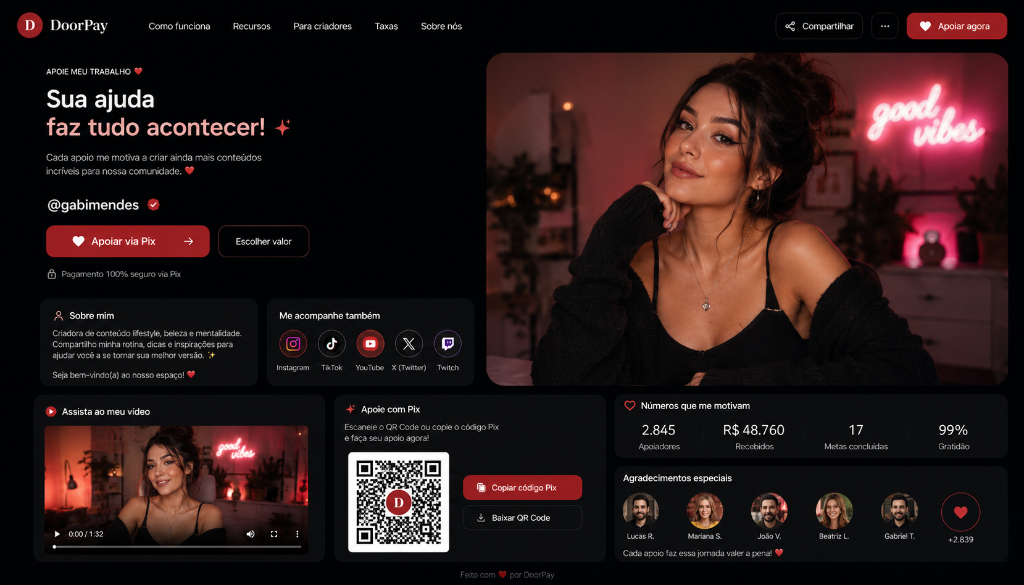 Prévia de um perfil DoorPay
